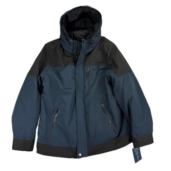Club Room Mens 3-In-1 Hooded Colorblock Water-Resistant Jacket Navy Blue Large - Picture 1 of 6